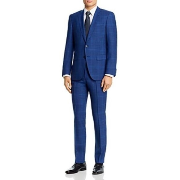 BOSS Huge Genius Wool Blue Tonal Slim Fit Suit Drago Super 160 42S US 52C IT - Picture 1 of 9